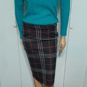 Jules & Leopold Black Plaid Pencil Skirt
